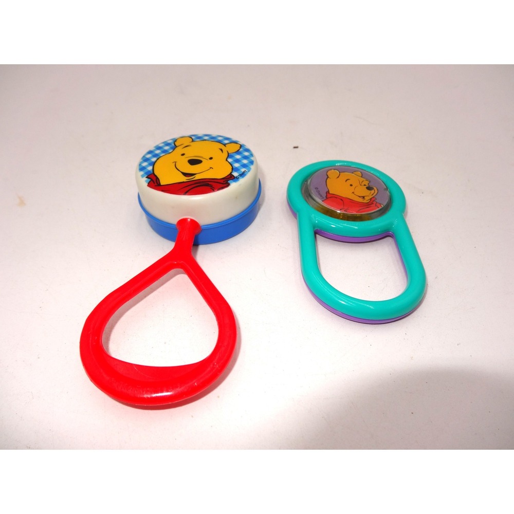 Disney Winnie the Pooh Baby Rattles Vintage The First Years Set of 2 Multicolor